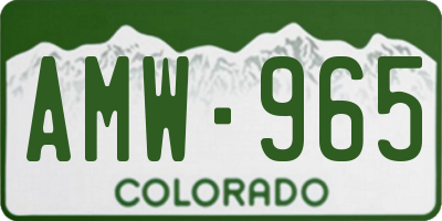 CO license plate AMW965