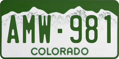 CO license plate AMW981