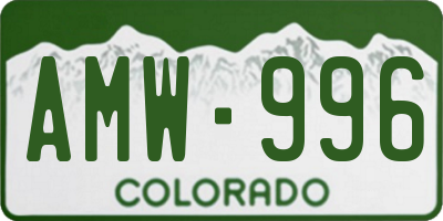 CO license plate AMW996