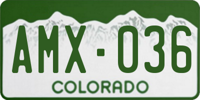 CO license plate AMX036