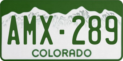 CO license plate AMX289
