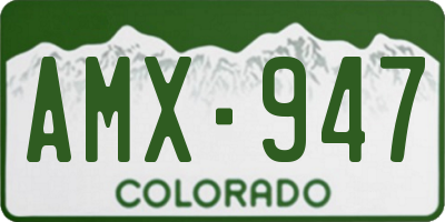 CO license plate AMX947