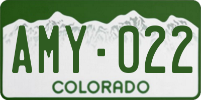 CO license plate AMY022