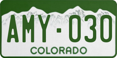 CO license plate AMY030
