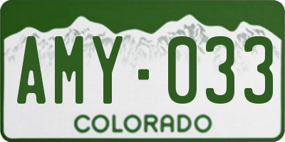 CO license plate AMY033