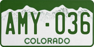 CO license plate AMY036