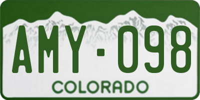 CO license plate AMY098