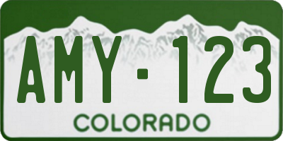 CO license plate AMY123