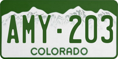 CO license plate AMY203