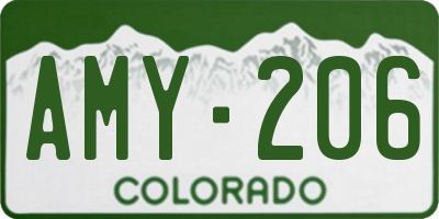 CO license plate AMY206