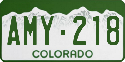 CO license plate AMY218