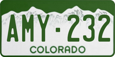 CO license plate AMY232