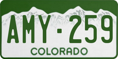 CO license plate AMY259