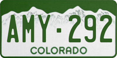CO license plate AMY292