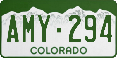 CO license plate AMY294