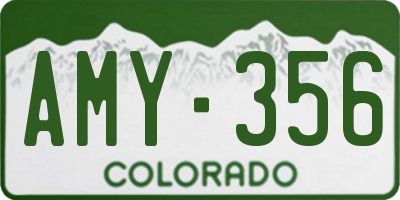 CO license plate AMY356