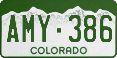 CO license plate AMY386