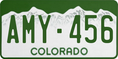 CO license plate AMY456