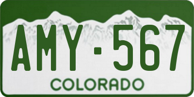 CO license plate AMY567