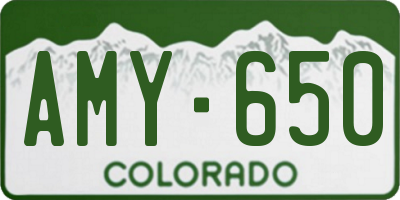 CO license plate AMY650