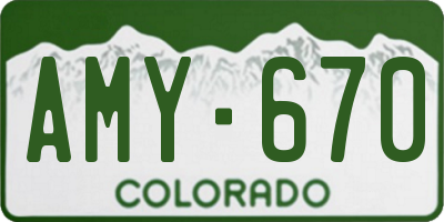 CO license plate AMY670