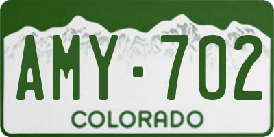 CO license plate AMY702