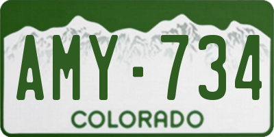 CO license plate AMY734