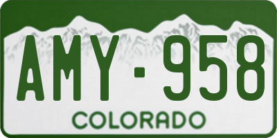 CO license plate AMY958