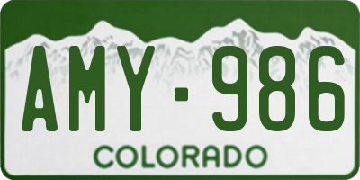 CO license plate AMY986