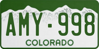 CO license plate AMY998