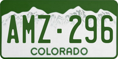 CO license plate AMZ296