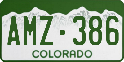 CO license plate AMZ386