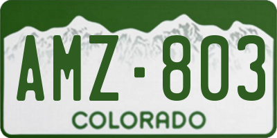 CO license plate AMZ803