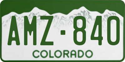 CO license plate AMZ840