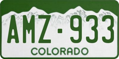 CO license plate AMZ933
