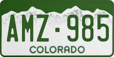 CO license plate AMZ985
