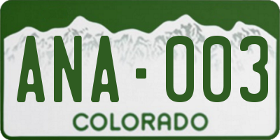 CO license plate ANA003