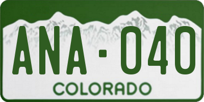 CO license plate ANA040