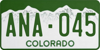 CO license plate ANA045