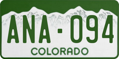 CO license plate ANA094