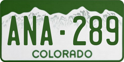 CO license plate ANA289
