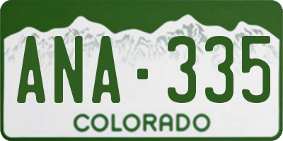 CO license plate ANA335