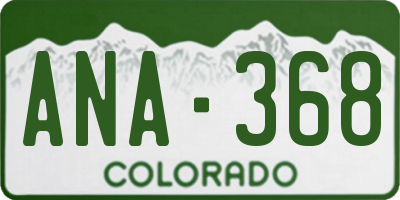 CO license plate ANA368