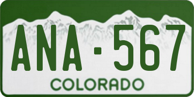 CO license plate ANA567