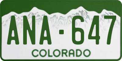 CO license plate ANA647