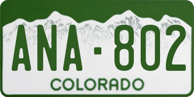 CO license plate ANA802