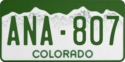 CO license plate ANA807