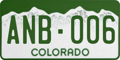 CO license plate ANB006