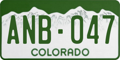 CO license plate ANB047