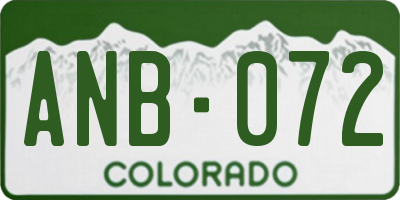 CO license plate ANB072